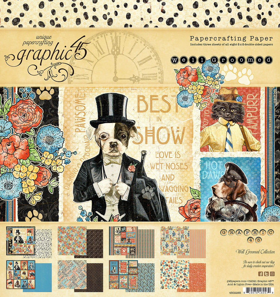 Bloc de papel Graphic 45 bien cuidado de 8” x 8”